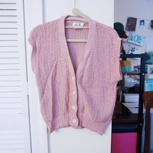 Vintage Silk & Cotton Pink Sweater Vest